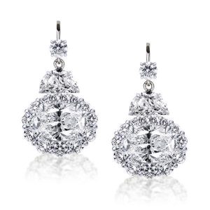 Earrings - Halo Oval & Round Cut Drop Earrings, Apparel & Accessories, Italo jewelry - Online Catalog