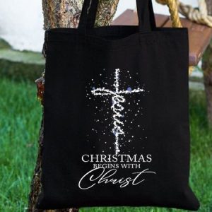 Christmas Begin With Christ Faith Graphic Shopping Tote, Bags, Lilicloth.com