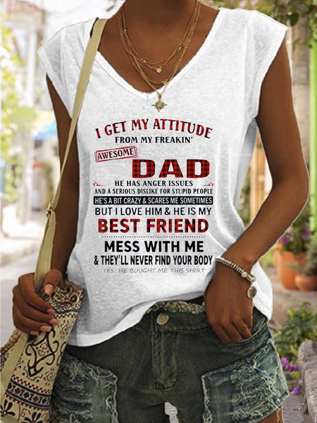I Get My Attitude From Awesome Dad Knit, Tank Tops, Lilicloth.com