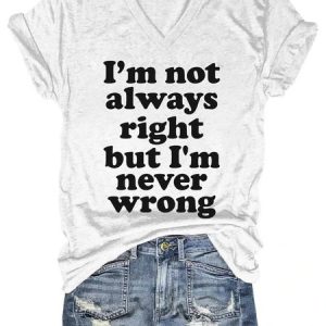 Funny Print V Neck Short Sleeve T-shirt, T-shirts, Lilicloth.com