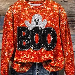 Halloween Design Casual Pullover Sweatshirt, Hoodies&Sweatshirts, Lilicloth.com