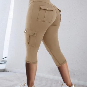 Butt Lifting Biker Capris Leggings High Waist Flap Pocket Workout Capris Gym Pants, women Active Pants, ChicMe catalog