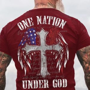 MenвЂs One Nation Under God Cotton Casual Letters T-Shirt, T-shirts, Lilicloth.com