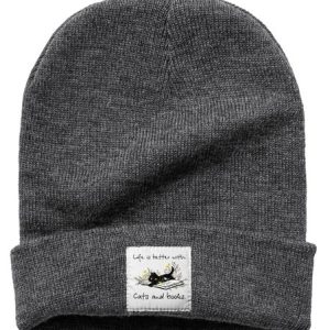 Life Is Better With Cats And Books Animal Graphic Beanie Hat, Hats, Lilicloth.com