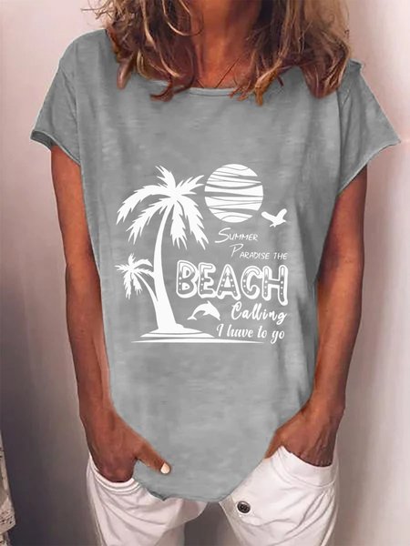 The Beach Calling I Have To Go T-shirt Women Crew Neck Tee, T-shirts, Lilicloth.com
