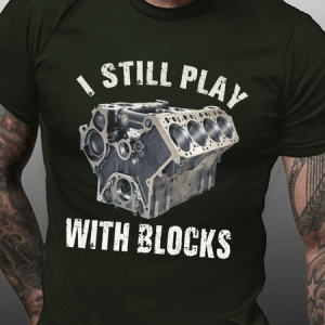 Cotton I Still Play With Blocks Casual Crew Neck Loose T-Shirt, T-shirts, Lilicloth.com