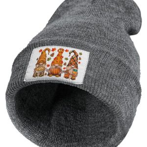 Fall Gnomes Autumn Pumpkin Halloween Thanksgiving Graphic Beanie Hat, Hats, Lilicloth.com