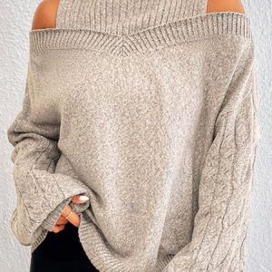 Women Wool/Knitting Plain Long Sleeve Comfy Casual Sweater, Sweaters, color:Apricot|size:3XL, catalog Noracora shop