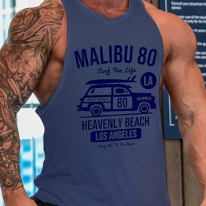 Vintage Surfing Vacation Beach Theme Tank Top, Tank Tops, Lilicloth.com