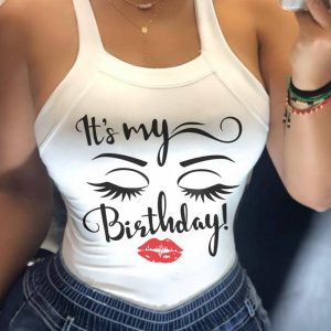 Lip Letter Figure Print Backless Casual Top, Tanks & Crop Tops, ChicMe catalog