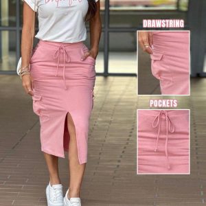 Heart Perfectly Imperfect Print Top & Slit Pocket Design Skirt Set, Two-piece Sets, ChicMe catalog