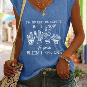I'm No Cactus Expert But I Know A Prick When I See One Casual Cotton Blends Knit Tank, Tank Tops, Lilicloth.com