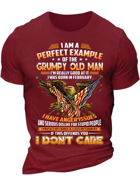 Men’s I Am A Perfect Example Of The Grumpy Old Man I’m Really Good At It Casual Text Letters T-Shirt, T-shirts, Lilicloth.com