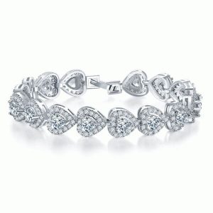 Bracelets - Italo Halo Heart Created White Sapphire Bracelet, Apparel & Accessories, Italo jewelry - Online Catalog