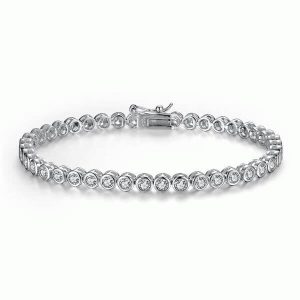 bracelets - Italo Bezel Created White Sapphire Bracelet, Italo jewelry - Online Catalog