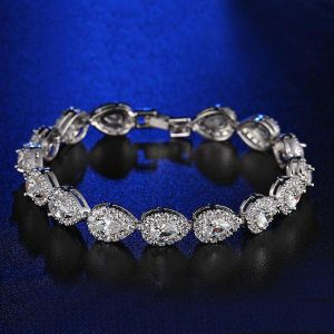 Bracelets - Italo Halo Pear Created White Sapphire Bracelet, Apparel & Accessories, Italo jewelry - Online Catalog