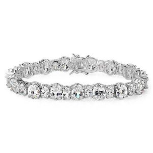 bracelets - Italo Oval Created White Sapphire Bracelet, Italo jewelry - Online Catalog