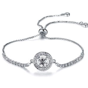 Bracelets - Italo Halo Round Created White Sapphire Bracelet, Apparel & Accessories, Italo jewelry - Online Catalog