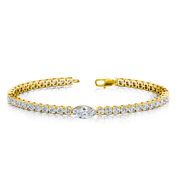 Bracelets - Marquise & Round Cut Tennis Bracelet In Golden, Apparel & Accessories, Italo jewelry - Online Catalog