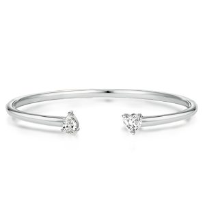 Bracelets - Pear & Heart Cut Twin Stone Cuff Bracelet, Apparel & Accessories, Italo jewelry - Online Catalog