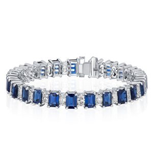 Bracelets - Alternating Blue & White Tennis Bracelet In Sterling Silver, Apparel & Accessories, Italo jewelry - Online Catalog