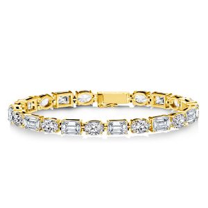 Bracelets - Golden Alternating Oval & Emerald Tennis Bracelet, Apparel & Accessories, Italo jewelry - Online Catalog