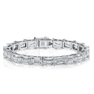 Bracelets - Classic Emerald Cut White Sapphire Tennis Bracelet For Women, Apparel & Accessories, Italo jewelry - Online Catalog