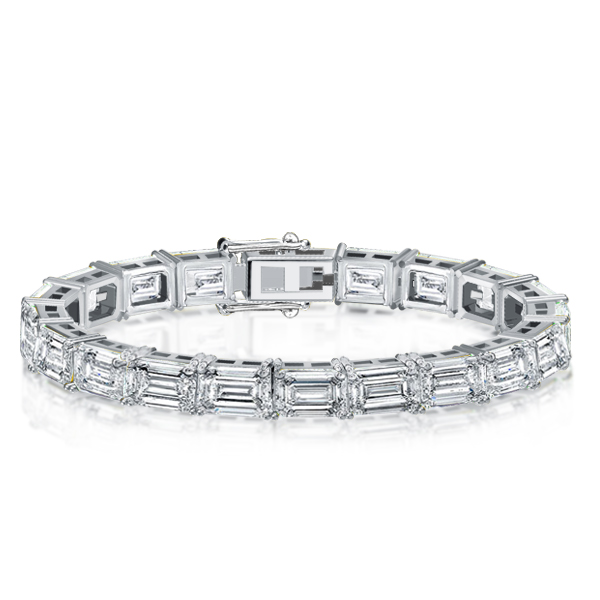 Bracelets - Classic Emerald Cut White Sapphire Tennis Bracelet For Women, Apparel & Accessories, Italo jewelry - Online Catalog
