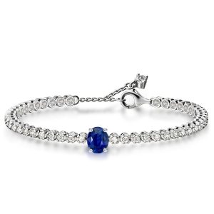 Bracelets - Oval & Round Cut Blue Sapphire Tennis Bracelet For Women, Apparel & Accessories, Italo jewelry - Online Catalog