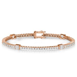 Bracelets - Rose Gold Round & Baguette Cut Tennis Bracelet For Women, Apparel & Accessories, Italo jewelry - Online Catalog