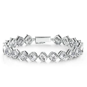 Bracelets - Cushion Cut Tennis Bracelet For Women In Sterling Silver, Apparel & Accessories, Italo jewelry - Online Catalog