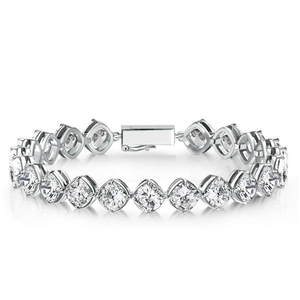 Bracelets - Cushion Cut Tennis Bracelet For Women In Sterling Silver, Apparel & Accessories, Italo jewelry - Online Catalog