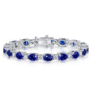 Bracelets - Alternating Oval Cut Blue & White Sapphire Tennis Bracelet, Apparel & Accessories, Italo jewelry - Online Catalog