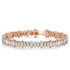 Bracelets - Italo Rose Gold Marquise Cut White Sapphire Tennis Bracelet, Apparel & Accessories, Italo jewelry - Online Catalog