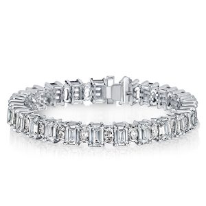 Bracelets - Italo Emerald & Oval Cut White Sapphire Tennis Bracelet, Apparel & Accessories, Italo jewelry - Online Catalog