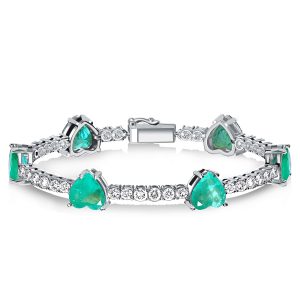 Bracelets - Italo Heart Cut Green & White Sapphire Tennis Bracelet, Apparel & Accessories, Italo jewelry - Online Catalog