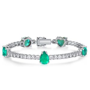 Bracelets - Italo Multi Cut Green & White Sapphire Tennis Bracelet, Apparel & Accessories, Italo jewelry - Online Catalog