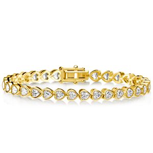 Bracelets - Italo Golden Bezel Heart Cut White Sapphire Tennis Bracelet, Apparel & Accessories, Italo jewelry - Online Catalog