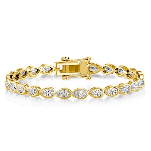 Bracelets - Italo Golden Bezel Pear Cut White Sapphire Tennis Bracelet, Apparel & Accessories, Italo jewelry - Online Catalog