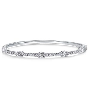 Bracelets - Italo Halo Round Cut White Sapphire Bangle Bracelet, Apparel & Accessories, Italo jewelry - Online Catalog
