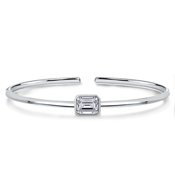 bracelets - Italo Solitaire Emerald Cut White Sapphire Bangle Bracelet, Italo jewelry - Online Catalog
