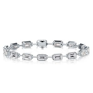 Bracelets - Italo Bezel Emerald Cut White Sapphire Tennis Bracelet, Apparel & Accessories, Italo jewelry - Online Catalog