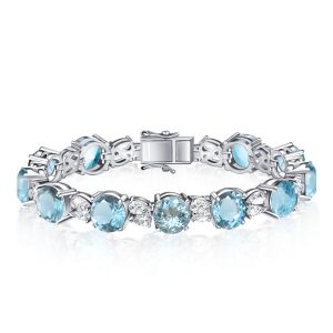 Bracelets - Alternating Aquamarine & White Sapphire Tennis Bracelet For Women, Apparel & Accessories, Italo jewelry - Online Catalog