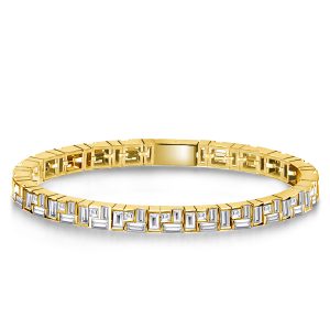Bracelets - Italo Golden Stacked Design Baguette Cut Tennis Bracelet, Apparel & Accessories, Italo jewelry - Online Catalog