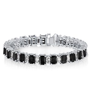 Bracelets - Alternating Black & White Sapphire Tennis Bracelet For Women, Apparel & Accessories, Italo jewelry - Online Catalog
