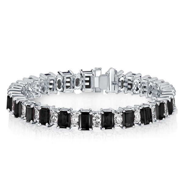 Bracelets - Alternating Black & White Sapphire Tennis Bracelet For Women, Apparel & Accessories, Italo jewelry - Online Catalog