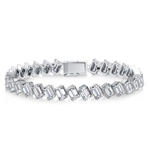 Bracelets - Italo Emerald Cut Eternity Sapphire Tennis Bracelet For Women, Apparel & Accessories, Italo jewelry - Online Catalog