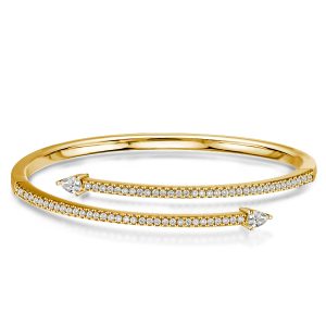 Bracelets - Golden Pear & Round Cut White Sapphire Bangle Bracelet, Apparel & Accessories, Italo jewelry - Online Catalog