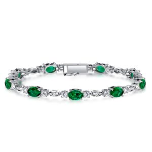 Bracelets - Italo Emerald Sapphire Oval Cut Tennis Bracelet For Women, Apparel & Accessories, Italo jewelry - Online Catalog