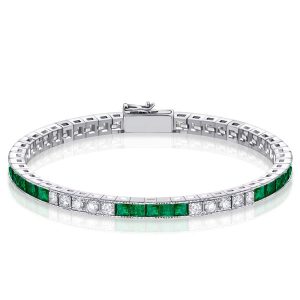 Bracelets - Alternating Emerald & White Princess Tennis Bracelet For Women, Apparel & Accessories, Italo jewelry - Online Catalog